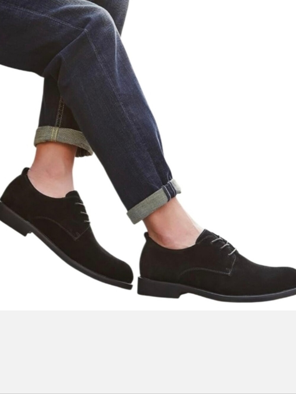Men's Black Suede Derby Shoes — Elegant Lace-Up Oxfords Size 7.5/40